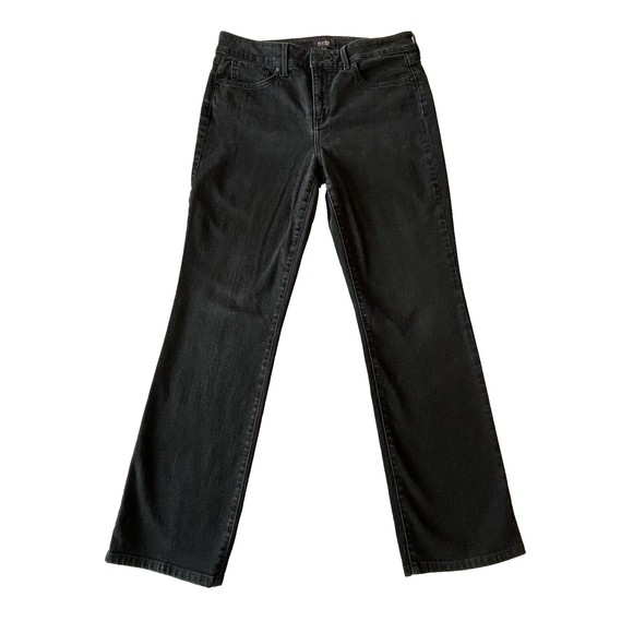NYDJ Jeans Womens 10 Marilyn Straight Mid Rise Stretch Black Lift Tuck - Picture 2 of 12